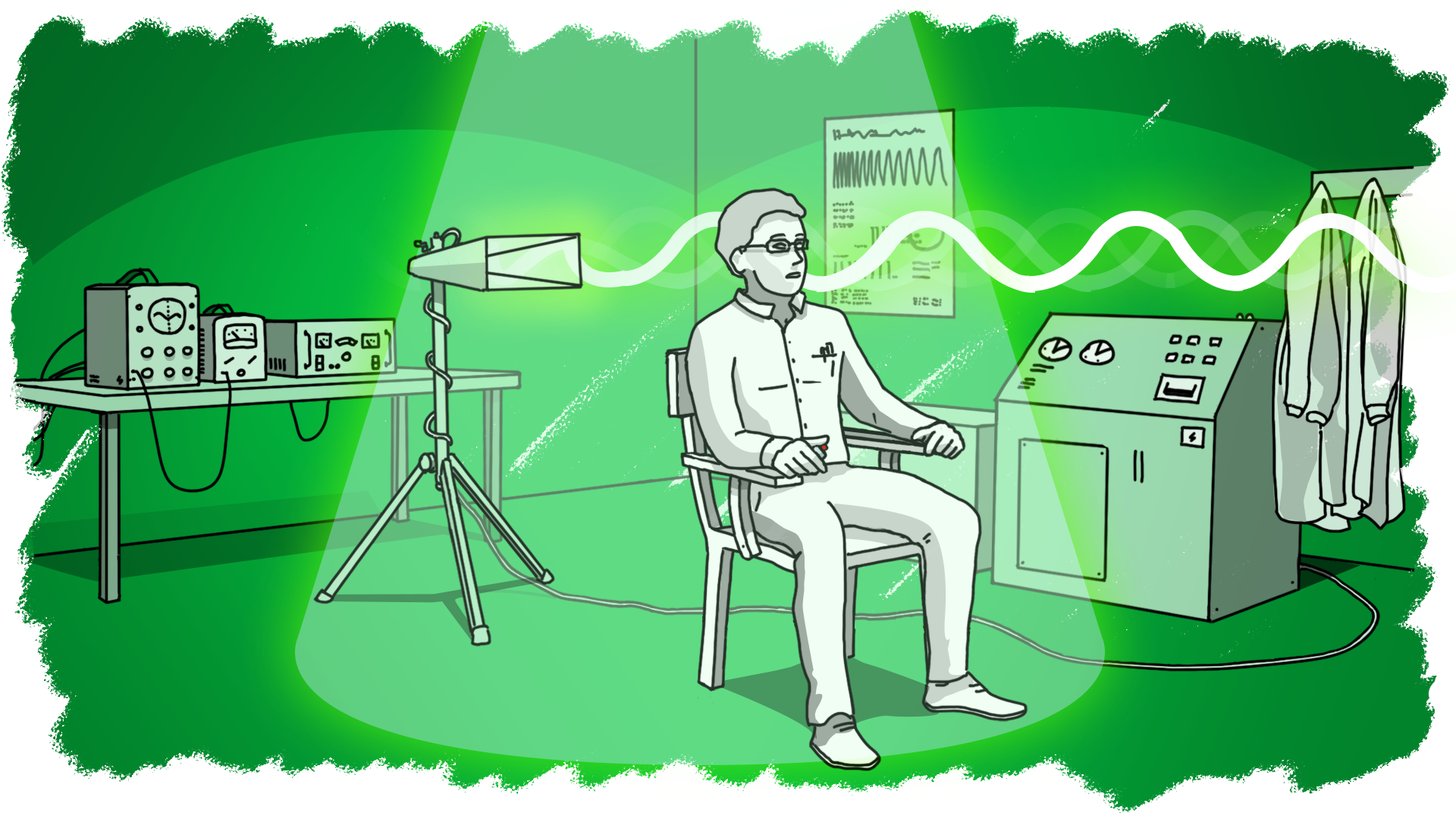 Illustration d'un homme subissant une expérience sur son cerveau