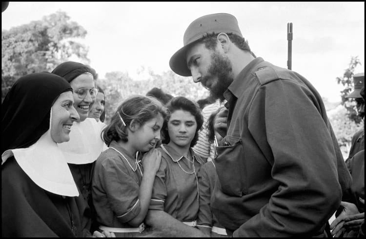 CUBA. La Havana. 1959. Fidel CASTRO speaking to a nun. Contact email: New York : photography@magnumphotos.com Paris : magnum@magnumphotos.fr London : magnum@magnumphotos.co.uk Tokyo : tokyo@magnumphotos.co.jp Contact phones: New York : +1 212 929 6000 Paris: + 33 1 53 42 50 00 London: + 44 20 7490 1771 Tokyo: + 81 3 3219 0771 Image URL: http://www.magnumphotos.com/Archive/C.aspx?VP3=ViewBox_VPage&IID=2S5RYDZU37E4&CT=Image&IT=ZoomImage01_VForm
